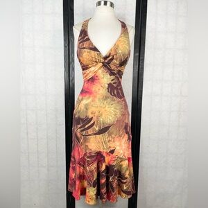 Cache Multicolor Floral Midi Dress